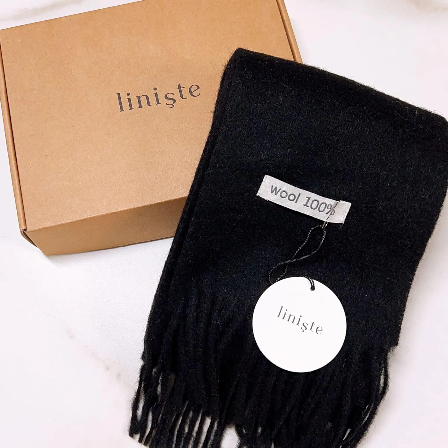 100% Wool Scarf - Men and Women Winter Warm Soft Luxurious Solid Colors Gift Box