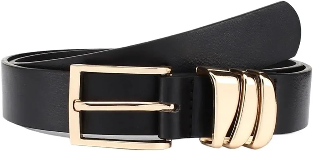 1pcs Women Student Teenager Leather Belts For Jeans Pants Gold Buckle Dress