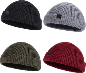2 Pack Fisherman Beanie Hats for Men Women,Knit Trawler Skull Cap,Watch Cap,Spring Fall Winter Warm Short Hats