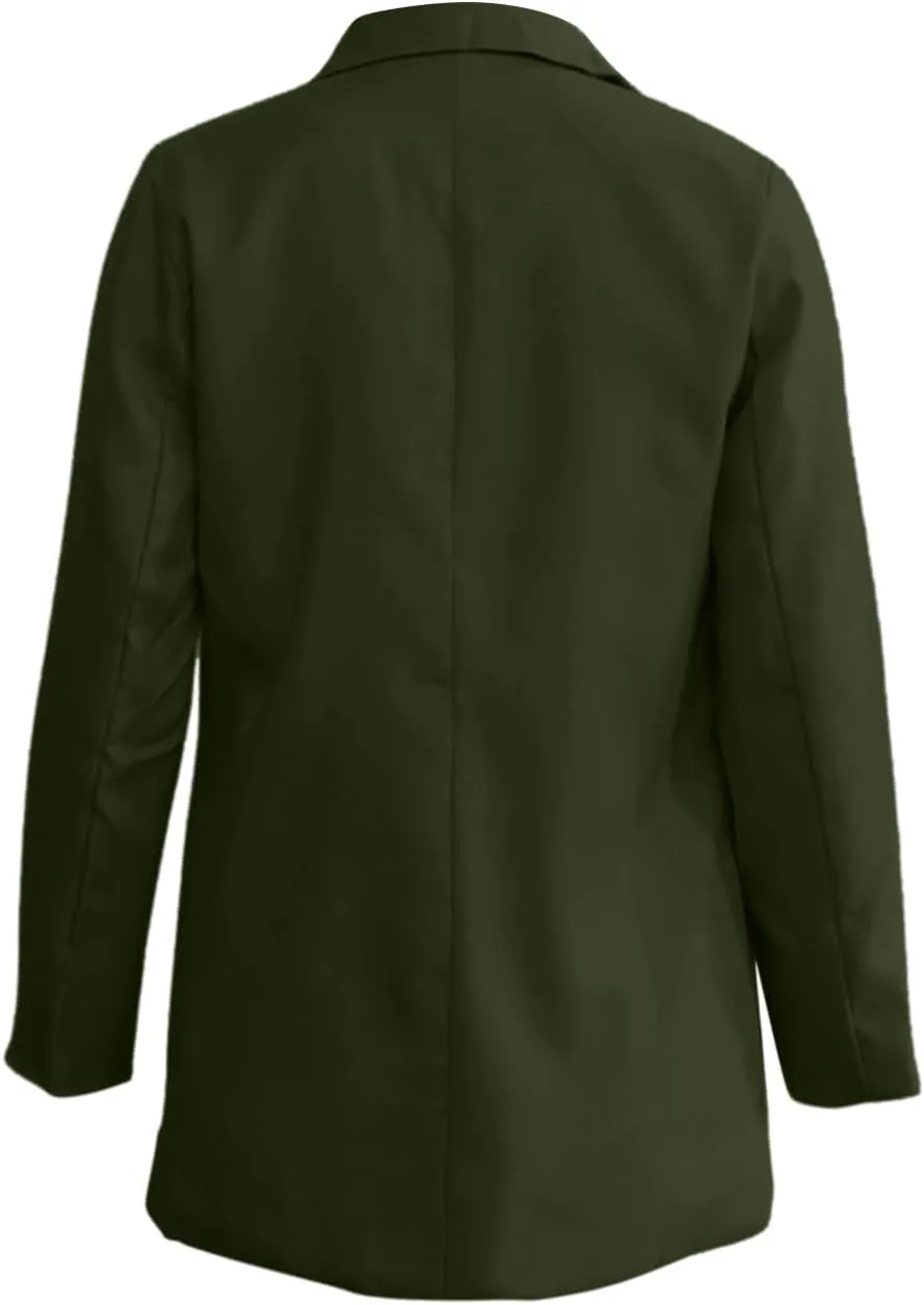 2024 Fall Blazers for Women Business Casual Solid Plus Size Blazers Jackets Open Front Work Office Blazer Coat