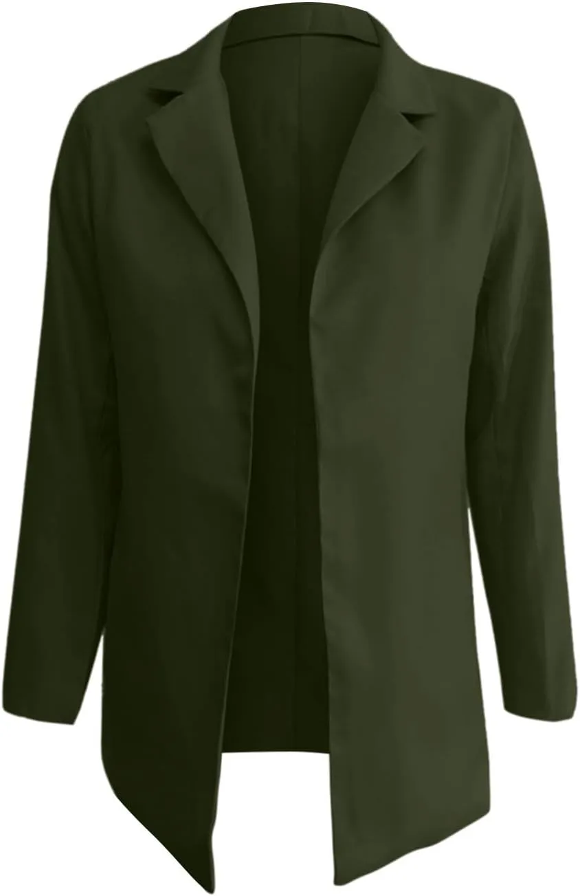 2024 Fall Blazers for Women Business Casual Solid Plus Size Blazers Jackets Open Front Work Office Blazer Coat