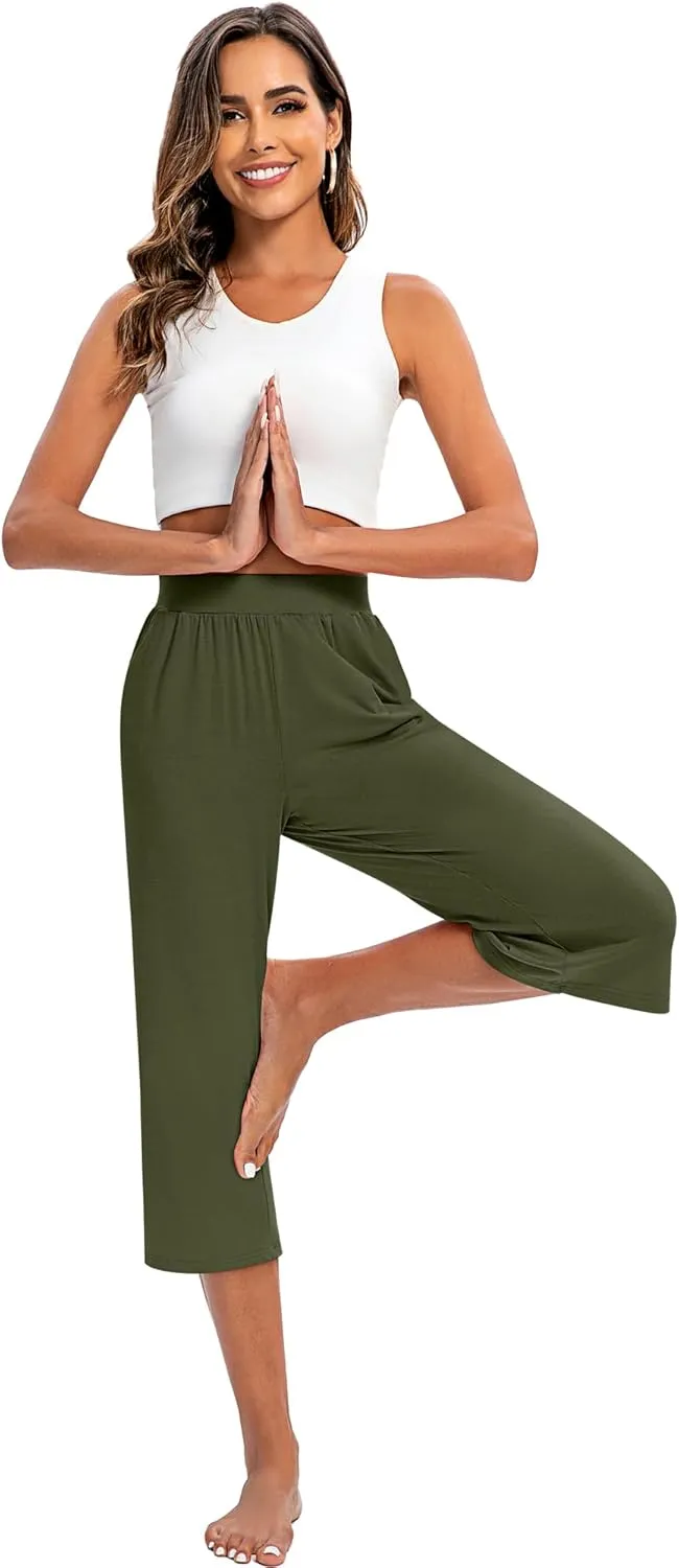 3 Pack Women's Capri Pants Capri Joggers Loose Cropped Workout Sweatpants Running Lounge Pants with Pockets