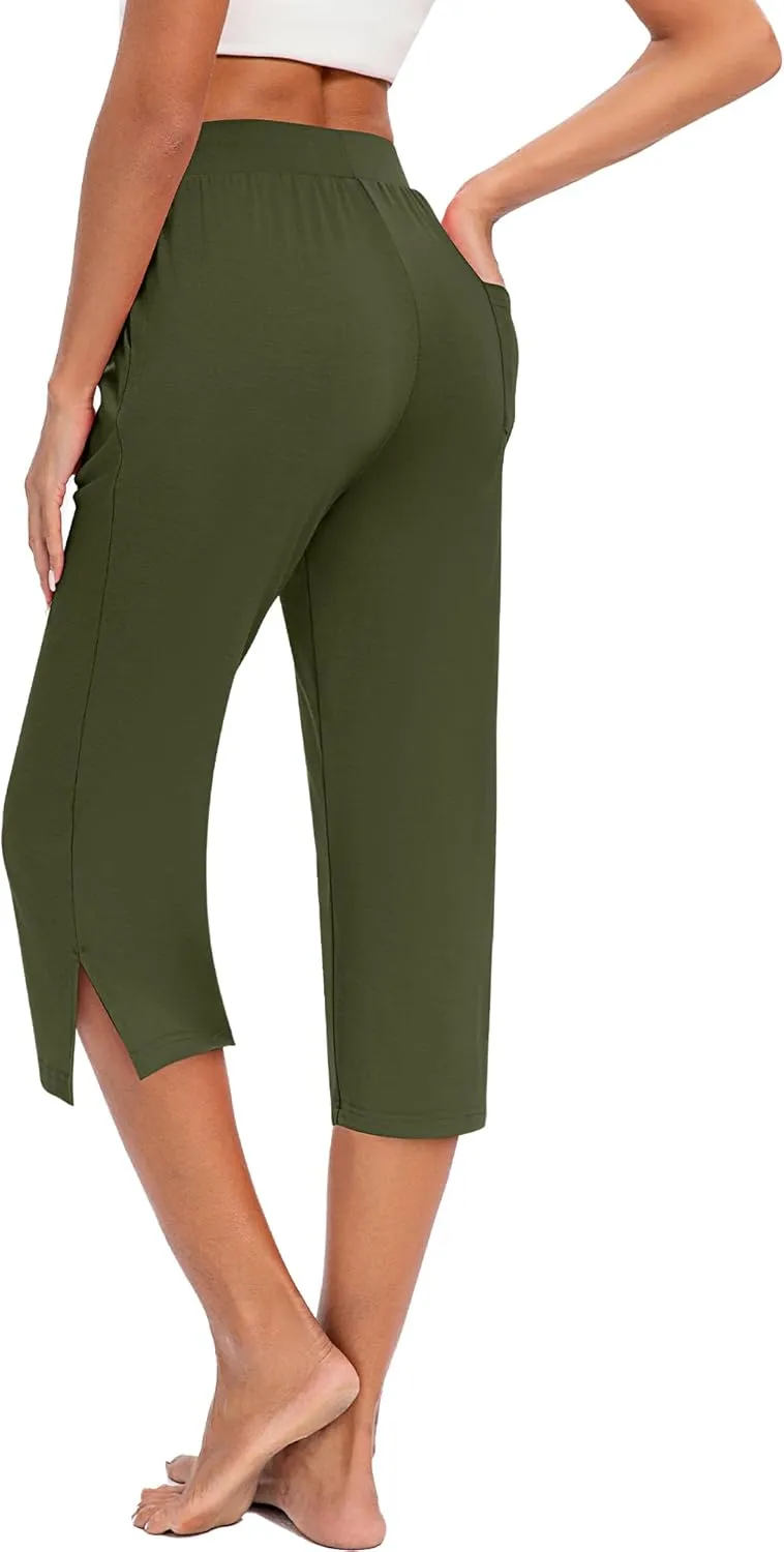 3 Pack Women's Capri Pants Capri Joggers Loose Cropped Workout Sweatpants Running Lounge Pants with Pockets