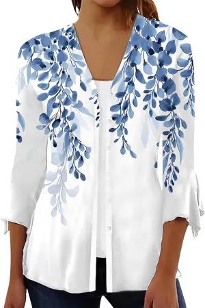 3/4 Sleeve Cardigans for Women Lightweight Extra Soft Open Front Casual Vintage Floral Print Various Style Cardigan