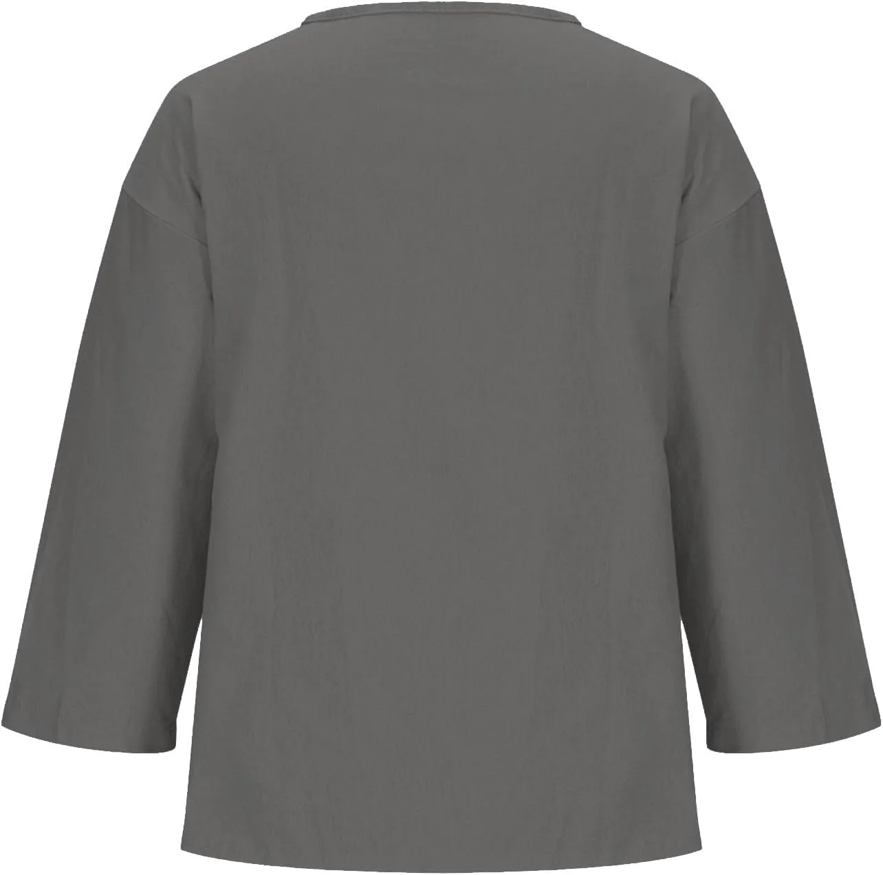 3/4 Sleeve Shirts for Women Solid Color Basic Summer Tops Casual Button V-Neck Pullover Blouse Ladies Tunic Tshirt