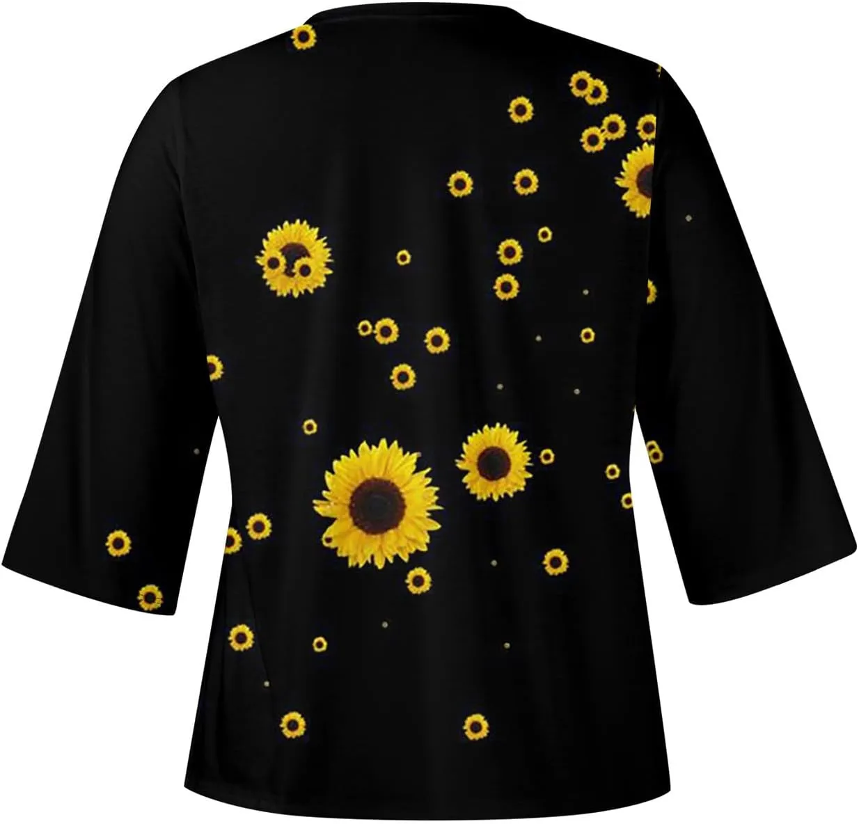 3/4 Sleeve T Shirts for Women V Neck 3/4 Sleeve Pullover Floral Print Baggy T Shirts Business Cute Work Tops