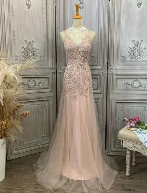 Aimishang   Mermaid / Trumpet Prom Dresses Maxi Dress Party Wear Wedding Party Sweep / Brush Train Sleeveless V Neck Tulle with Appliques