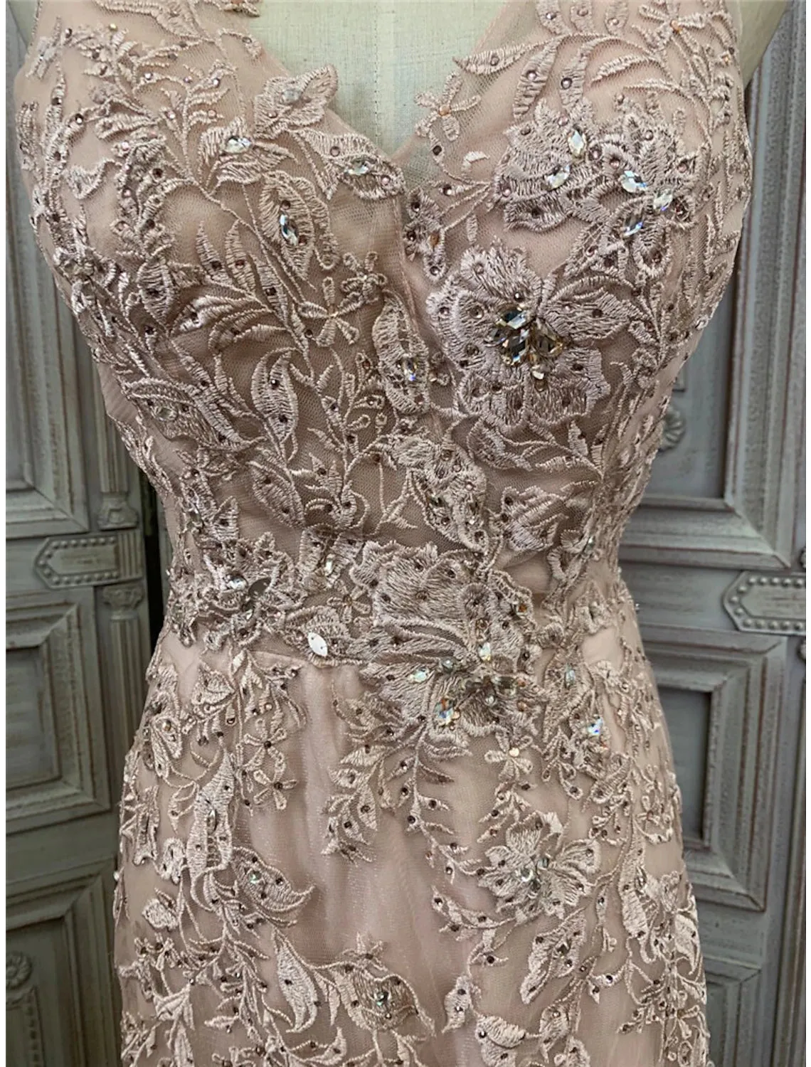 Aimishang   Mermaid / Trumpet Prom Dresses Maxi Dress Party Wear Wedding Party Sweep / Brush Train Sleeveless V Neck Tulle with Appliques
