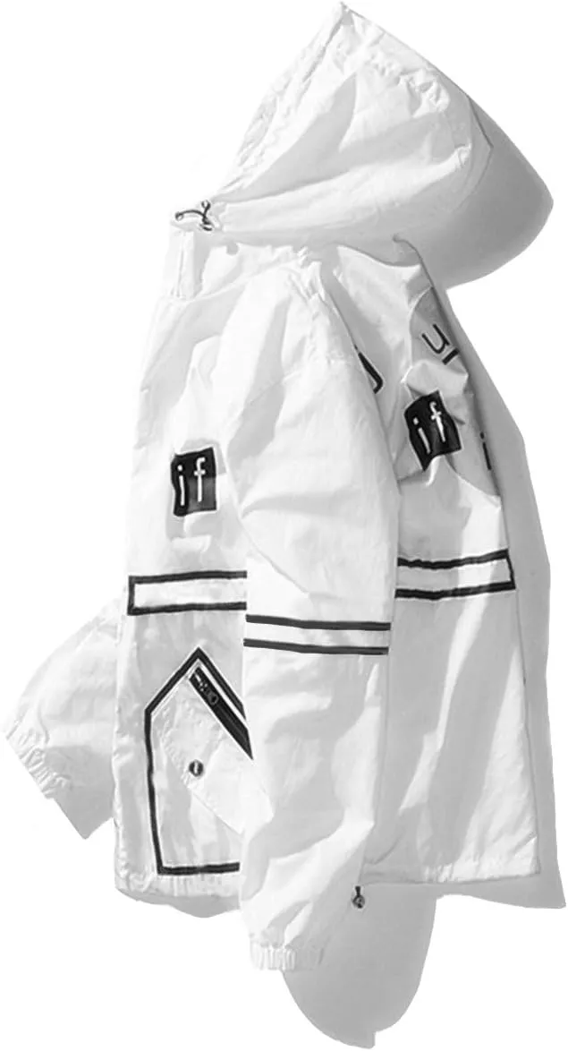 AITFINEISM Men's Lightweight Windbreaker Jacket Casual Zip Up Jackets With Hooded