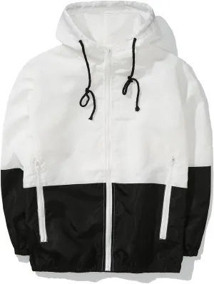 AITFINEISM Men's Lightweight Windbreaker Jacket Casual Zip Up Jackets With Hooded