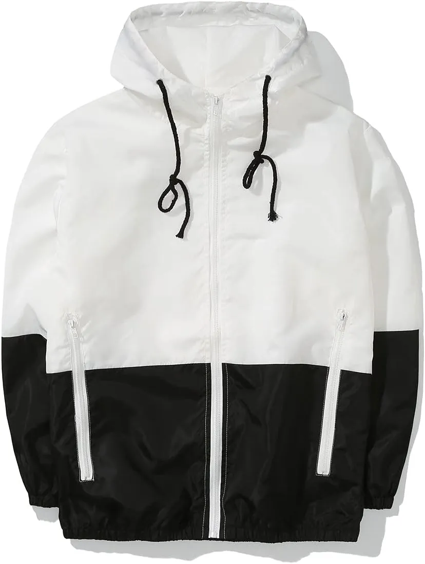 AITFINEISM Men's Lightweight Windbreaker Jacket Casual Zip Up Jackets With Hooded