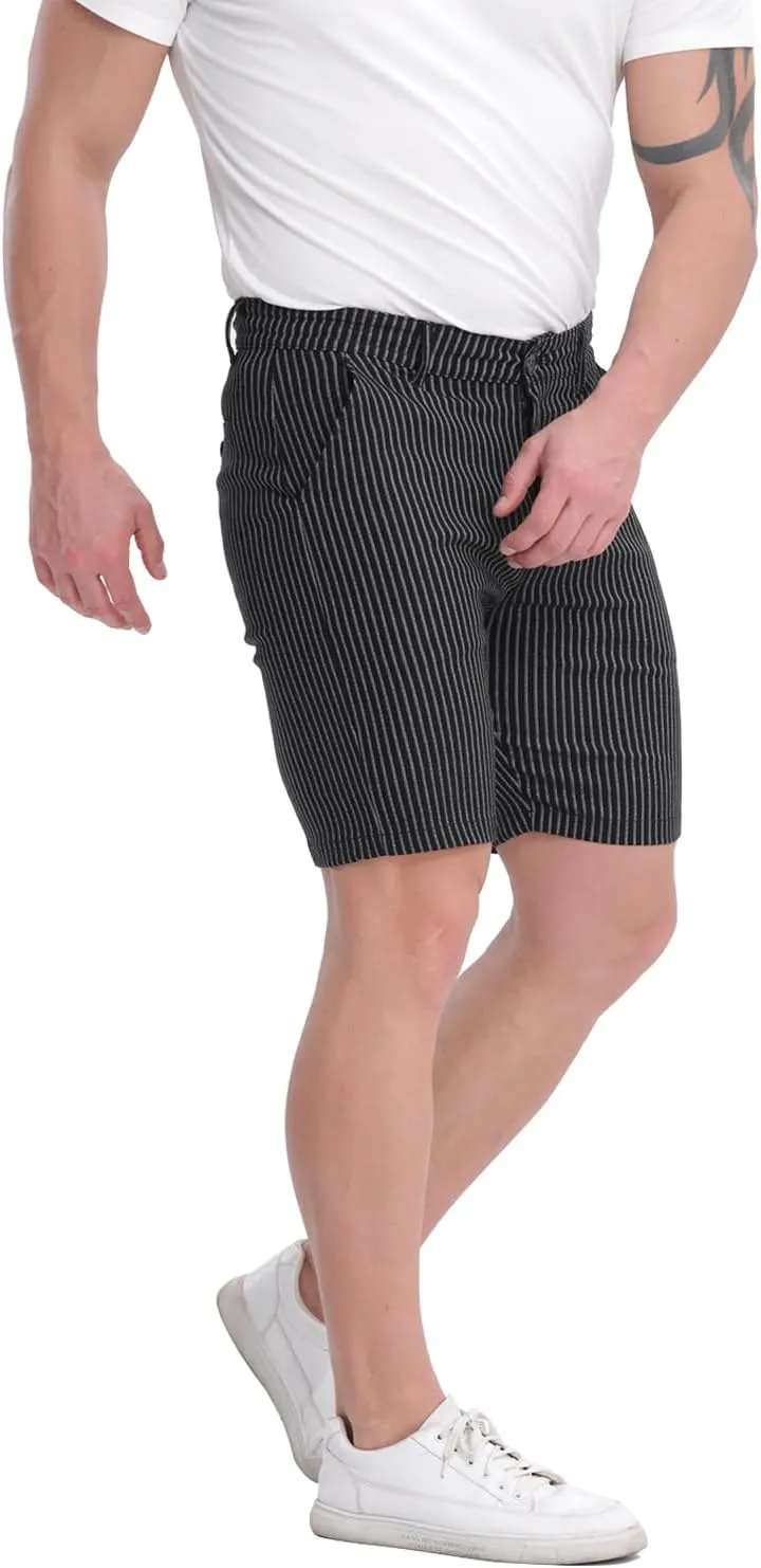 ALLELMS Mens Shorts Slim Fit Stretch 9 Inch Inseam Chino Golf Shorts Pants