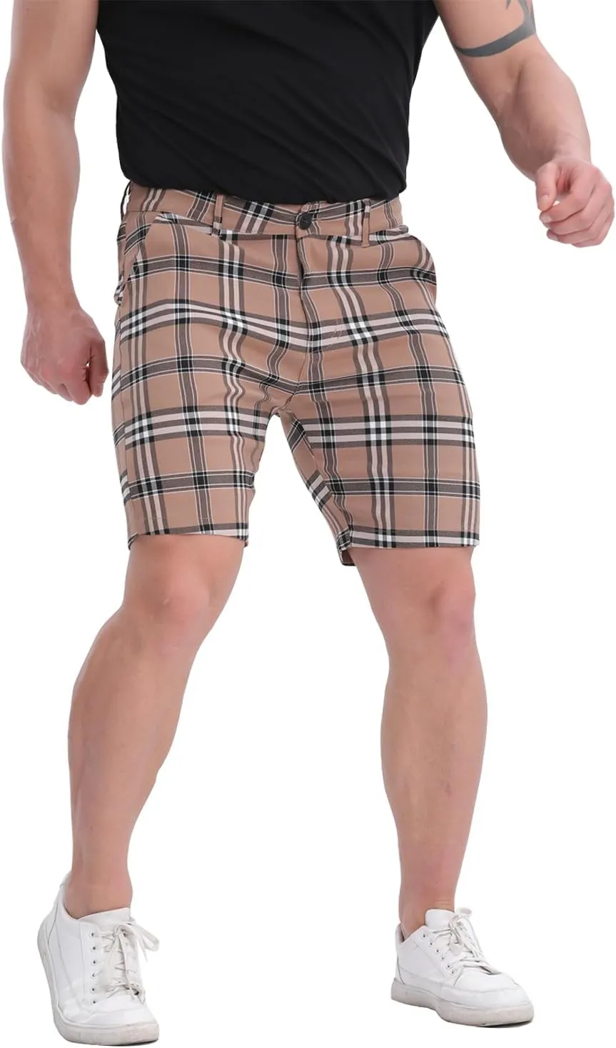 ALLELMS Mens Shorts Slim Fit Stretch 9 Inch Inseam Chino Golf Shorts Pants