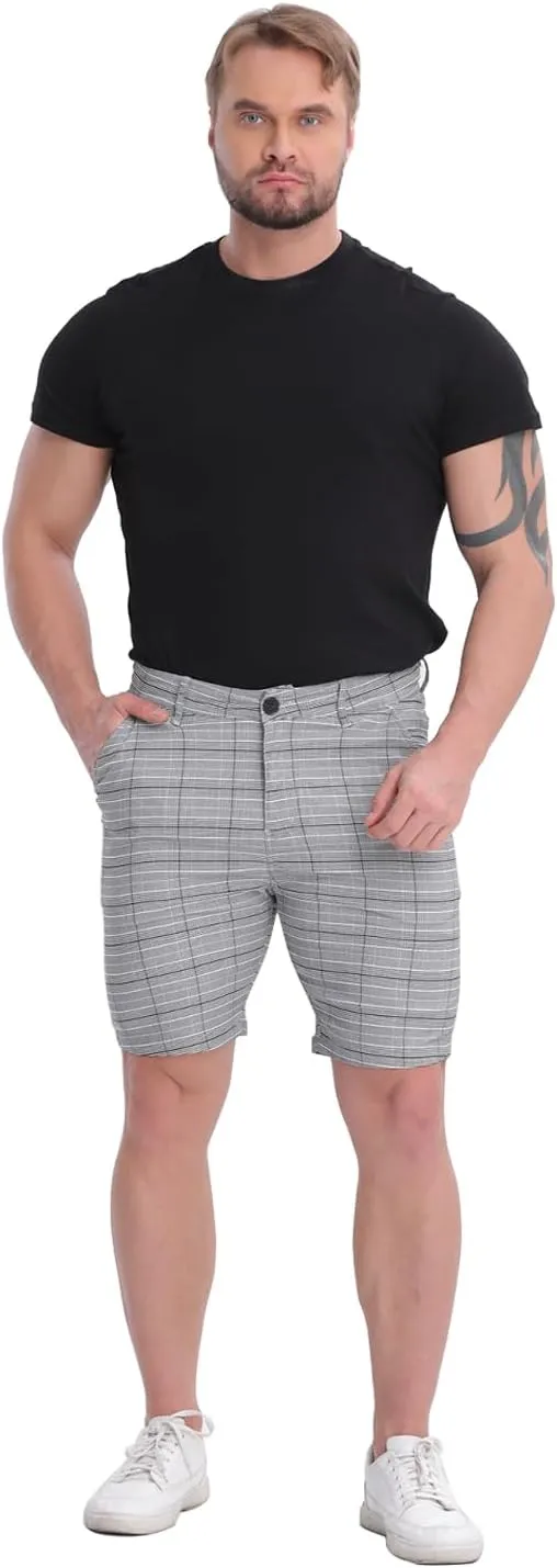 ALLELMS Mens Shorts Slim Fit Stretch 9 Inch Inseam Chino Golf Shorts Pants