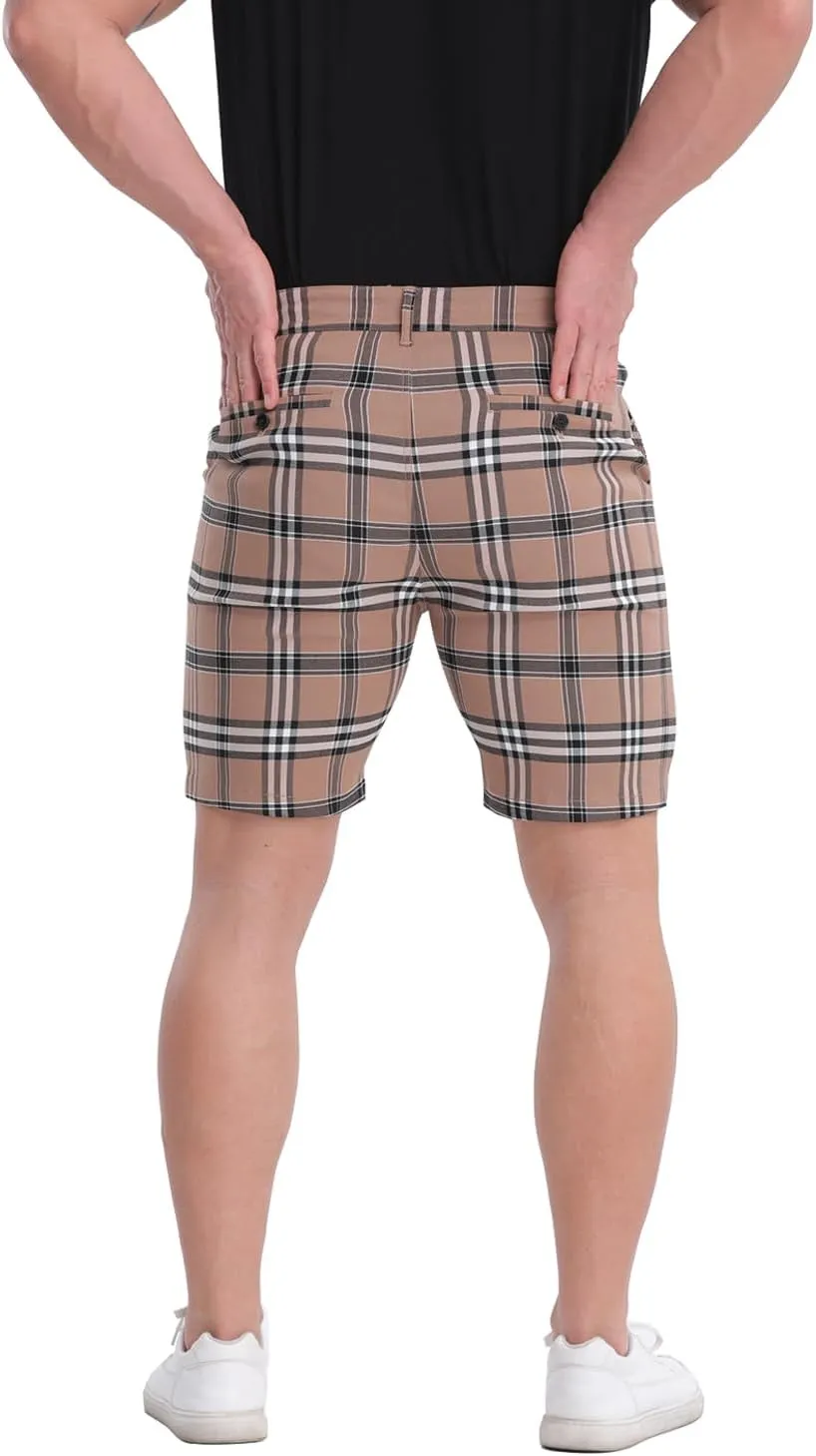 ALLELMS Mens Shorts Slim Fit Stretch 9 Inch Inseam Chino Golf Shorts Pants