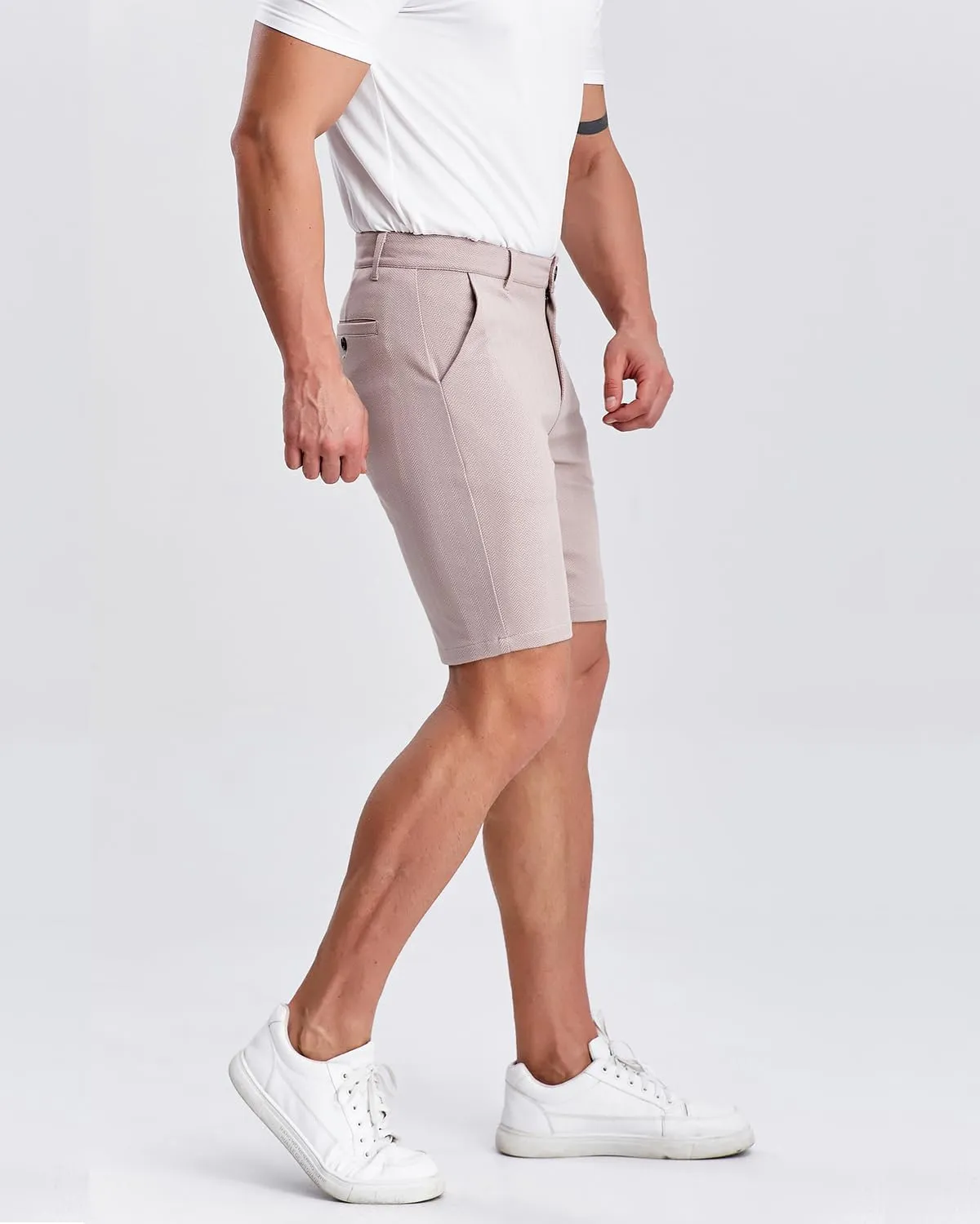 ALLELMS Mens Shorts Slim Fit Stretch 9 Inch Inseam Chino Golf Shorts Pants