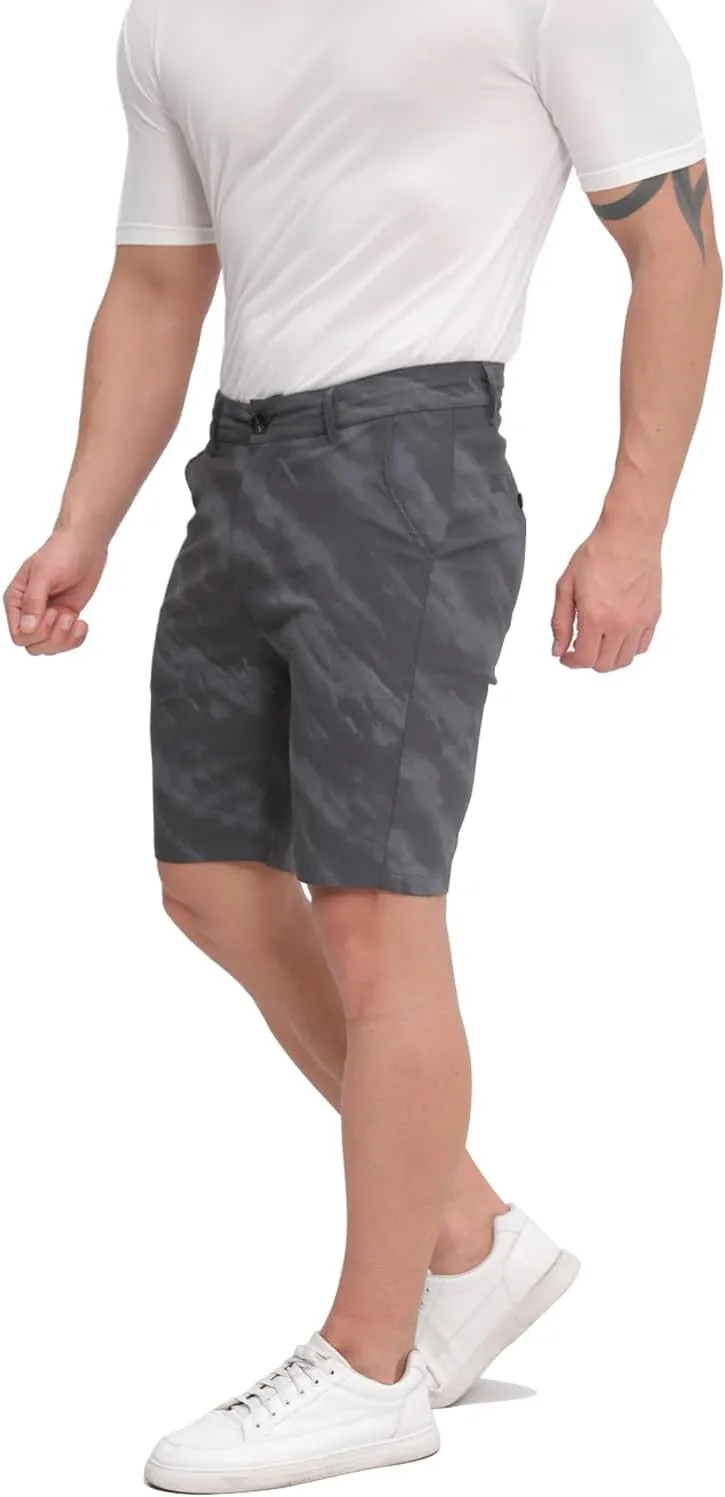 ALLELMS Mens Shorts Slim Fit Stretch 9 Inch Inseam Chino Golf Shorts Pants