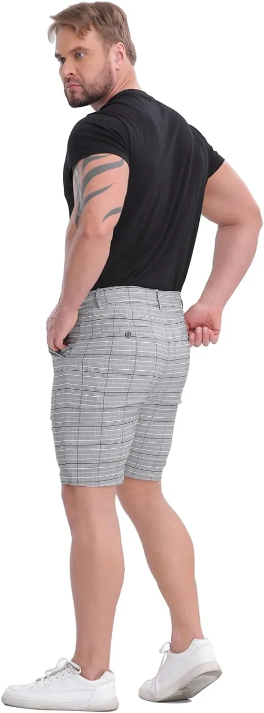 ALLELMS Mens Shorts Slim Fit Stretch 9 Inch Inseam Chino Golf Shorts Pants