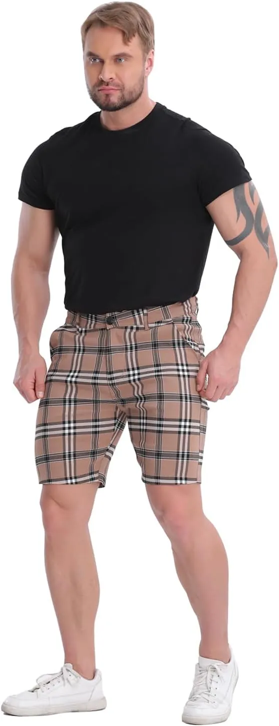 ALLELMS Mens Shorts Slim Fit Stretch 9 Inch Inseam Chino Golf Shorts Pants