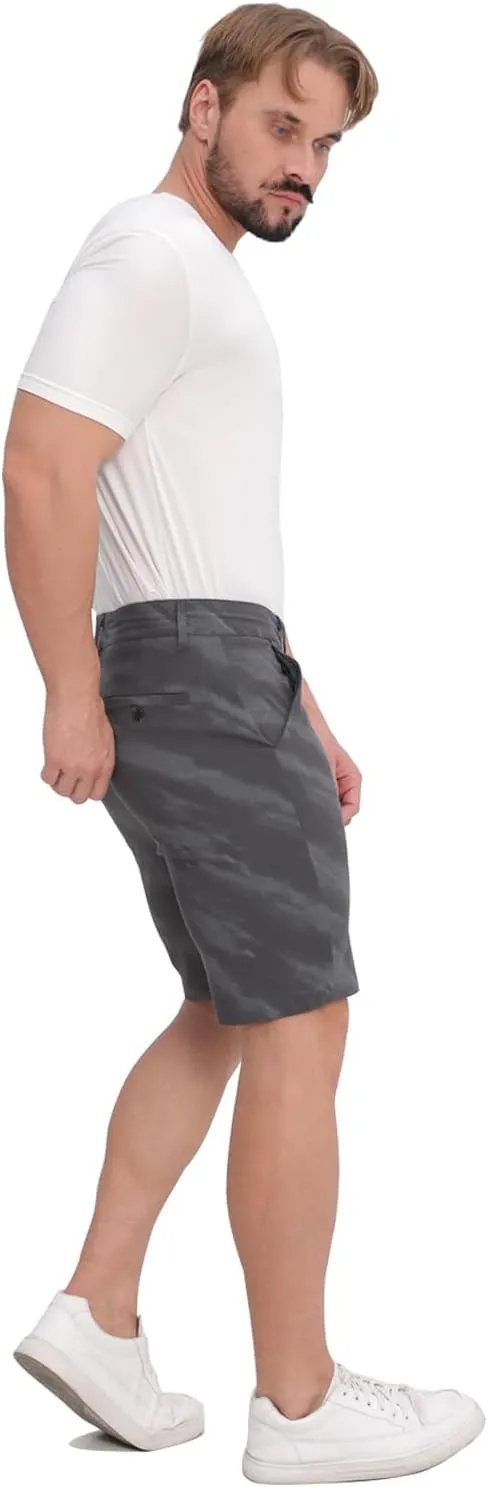 ALLELMS Mens Shorts Slim Fit Stretch 9 Inch Inseam Chino Golf Shorts Pants