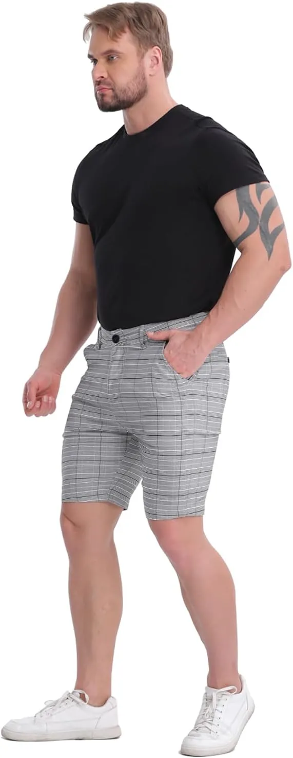 ALLELMS Mens Shorts Slim Fit Stretch 9 Inch Inseam Chino Golf Shorts Pants