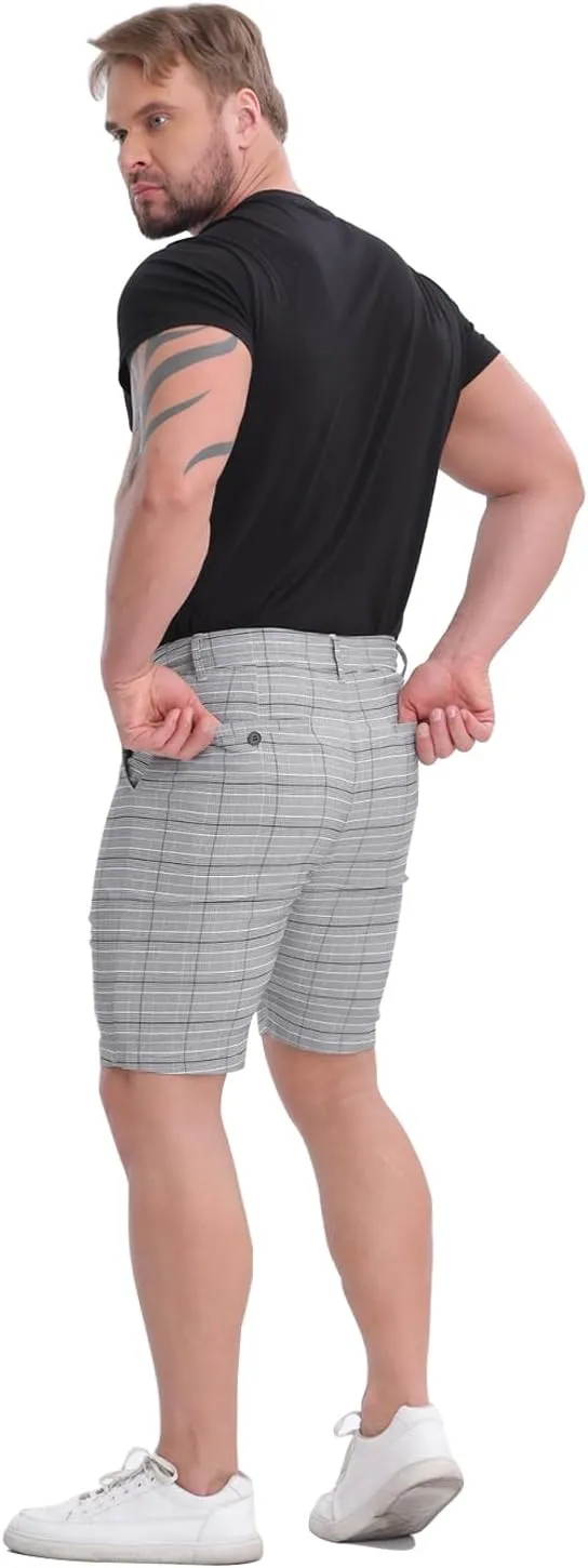 ALLELMS Mens Shorts Slim Fit Stretch 9 Inch Inseam Chino Golf Shorts Pants