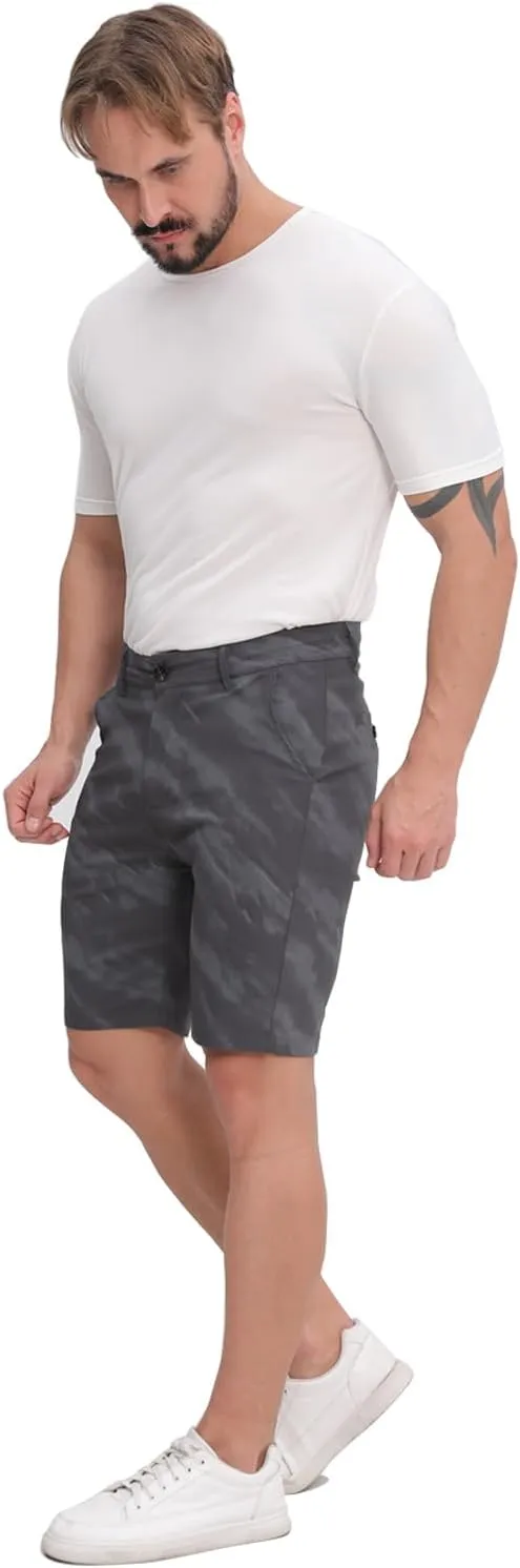 ALLELMS Mens Shorts Slim Fit Stretch 9 Inch Inseam Chino Golf Shorts Pants