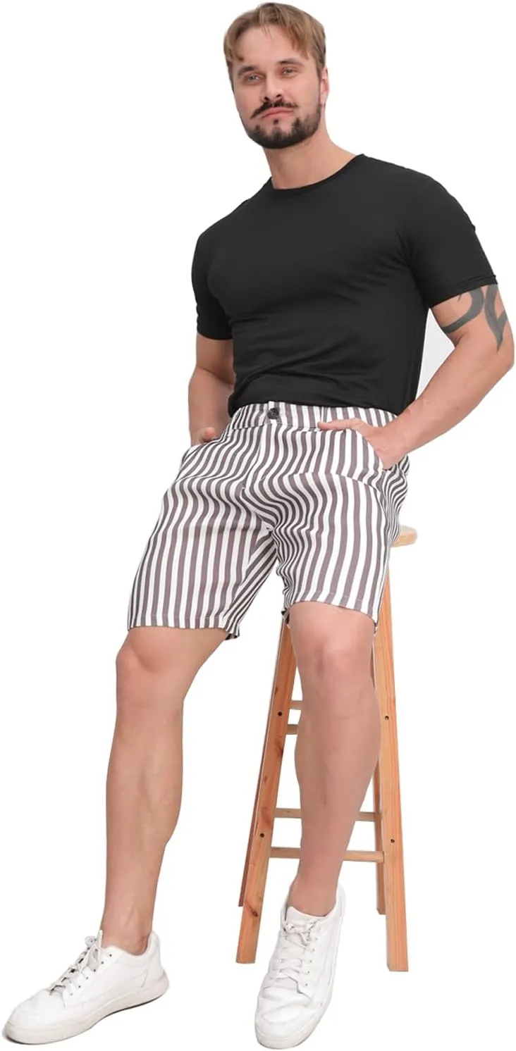 ALLELMS Mens Shorts Slim Fit Stretch 9 Inch Inseam Chino Golf Shorts Pants
