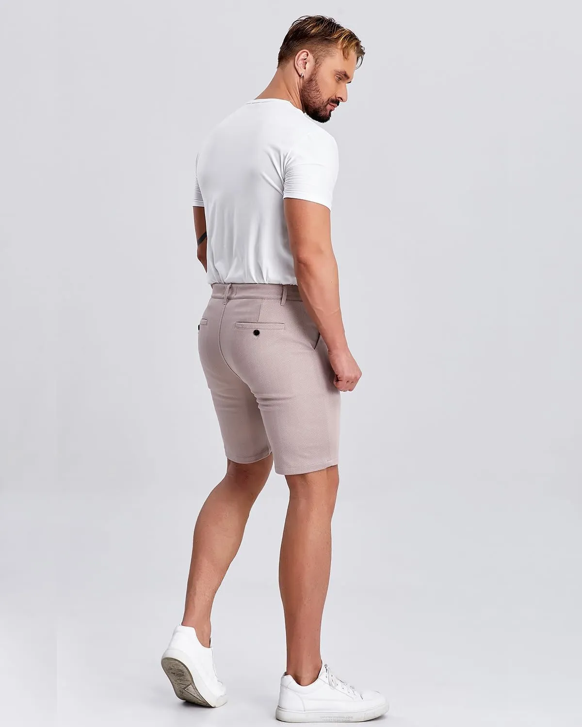 ALLELMS Mens Shorts Slim Fit Stretch 9 Inch Inseam Chino Golf Shorts Pants