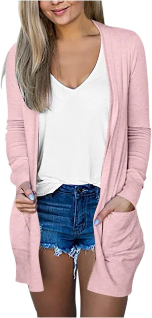 Aniywn Dressy Cardigan Sweaters for Women for Evening Party Women Lightweight Long Sleeve Casual Open-Front Sweater Pockets