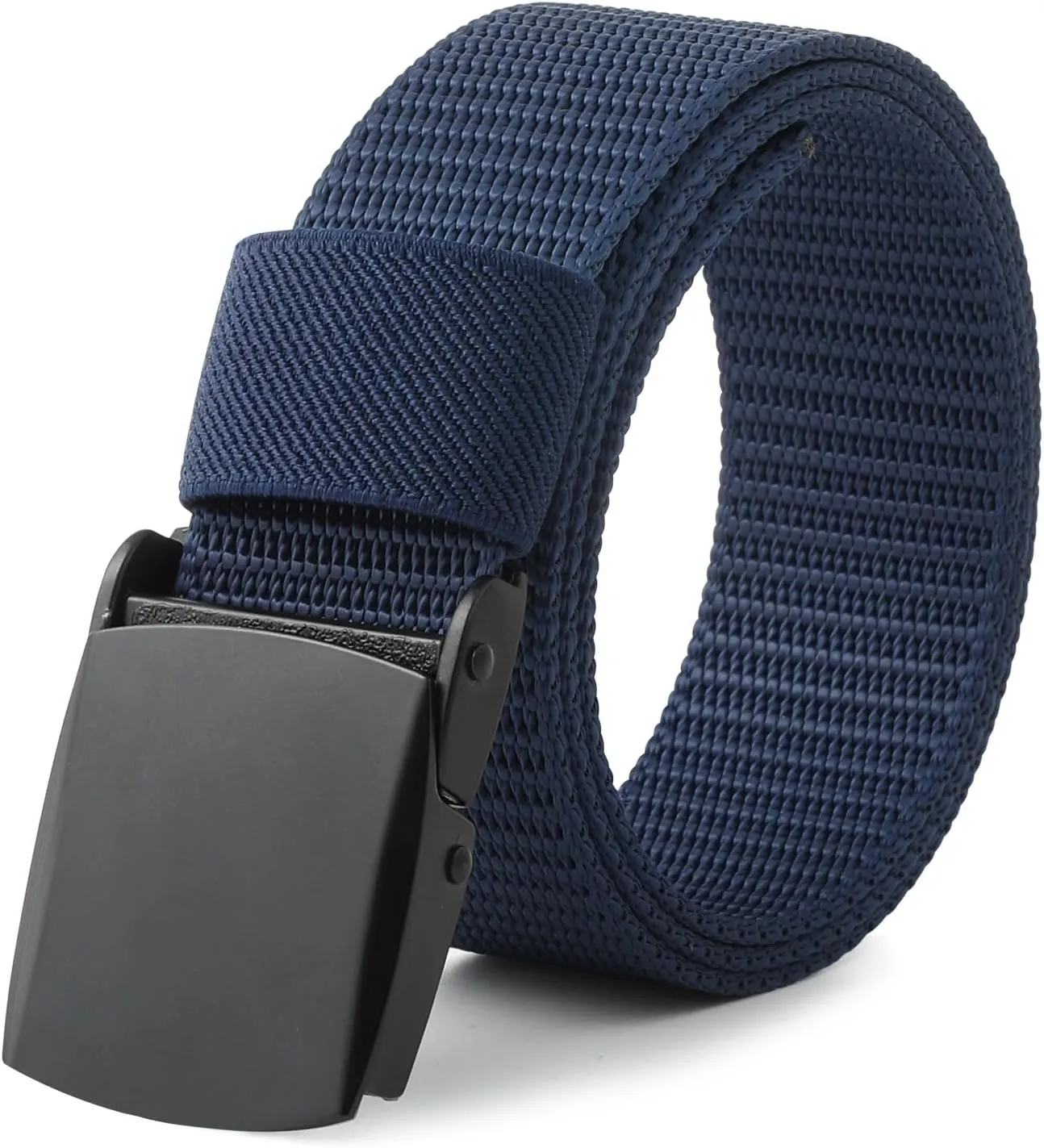 AWAYTR Mens Nylon Ratchet Belt - No Holes Casual Web Belt with Slide Metal Buckle for Jeans Golf