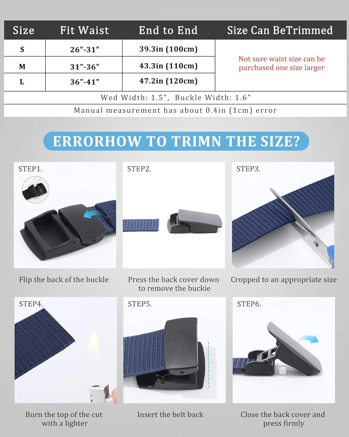 AWAYTR Mens Nylon Ratchet Belt - No Holes Casual Web Belt with Slide Metal Buckle for Jeans Golf