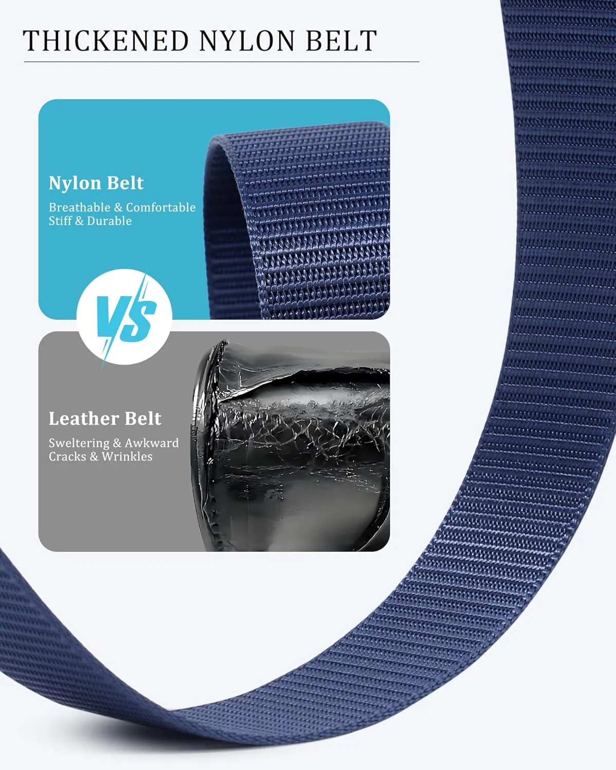 AWAYTR Mens Nylon Ratchet Belt - No Holes Casual Web Belt with Slide Metal Buckle for Jeans Golf
