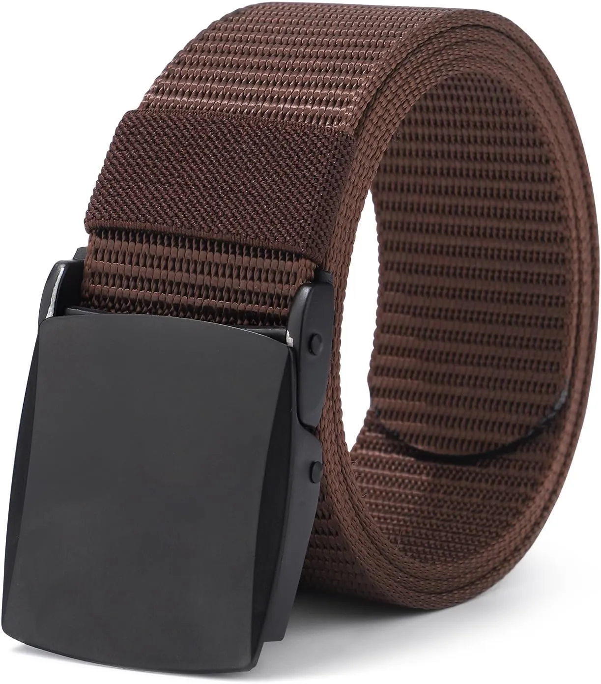 AWAYTR Mens Nylon Ratchet Belt - No Holes Casual Web Belt with Slide Metal Buckle for Jeans Golf