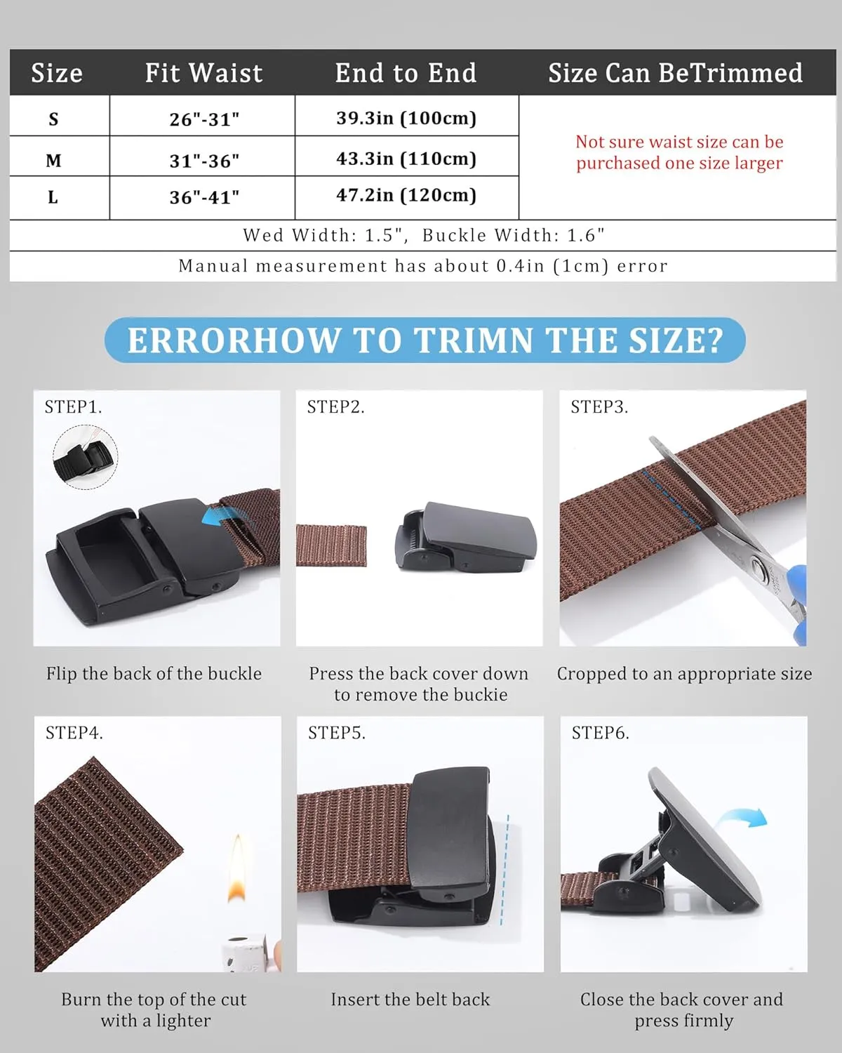AWAYTR Mens Nylon Ratchet Belt - No Holes Casual Web Belt with Slide Metal Buckle for Jeans Golf