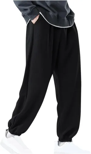 Aymnlox Mens Baggy Casual Pants Fashion Solid Tapered Parachute Waffle Pants Lightweight Athletic Joggers Trouser with Pocket