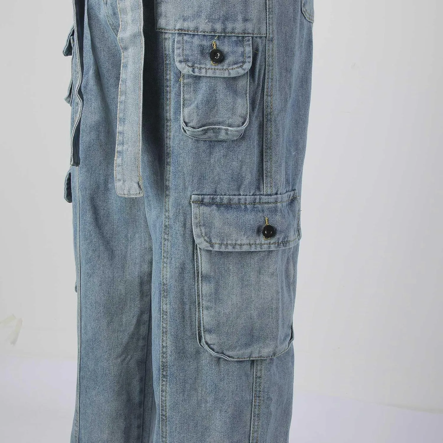 Baggy Cargo Jeans for Men Y2K Vintage Straight Wide Leg Aesthetic Clothes 90s Hip Hop Streetwear Trousers