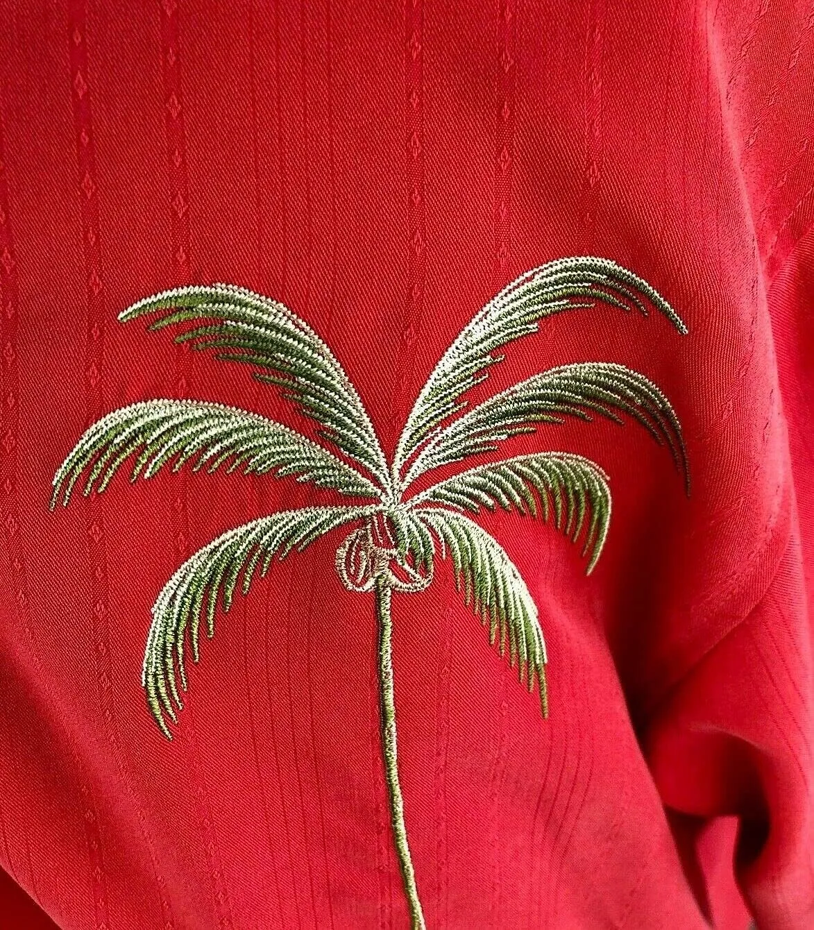 Bamboo Cay Men's Single Palm Embroidered Hawaiian Shirt