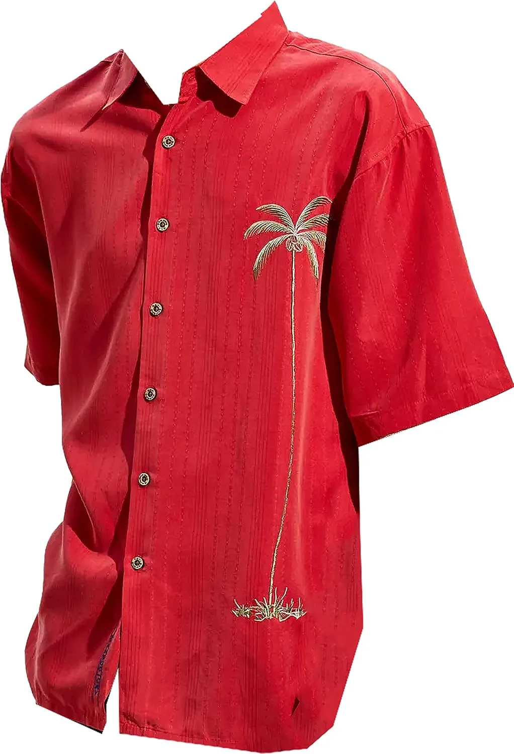 Bamboo Cay Men's Single Palm Embroidered Hawaiian Shirt