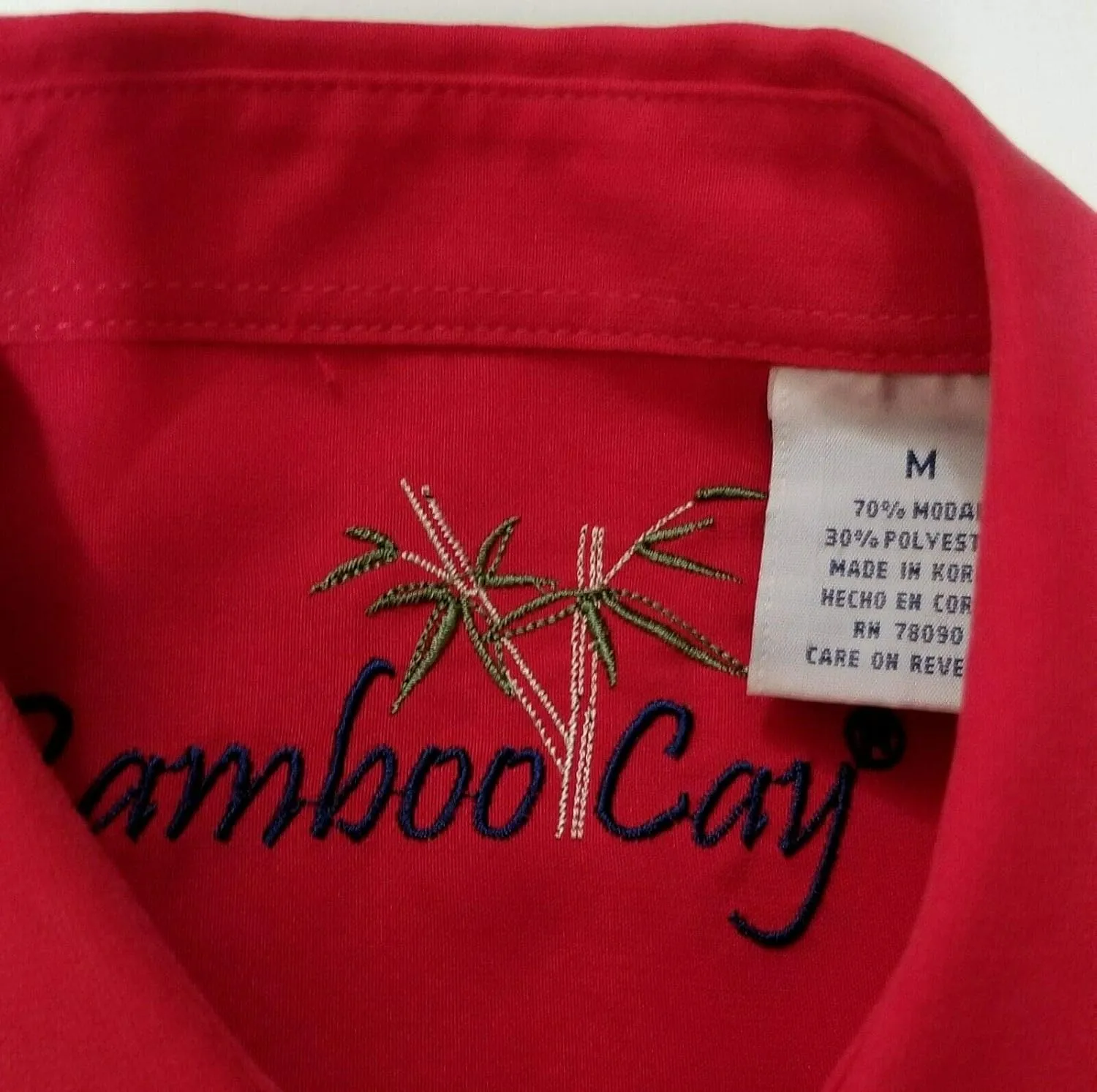 Bamboo Cay Men's Single Palm Embroidered Hawaiian Shirt