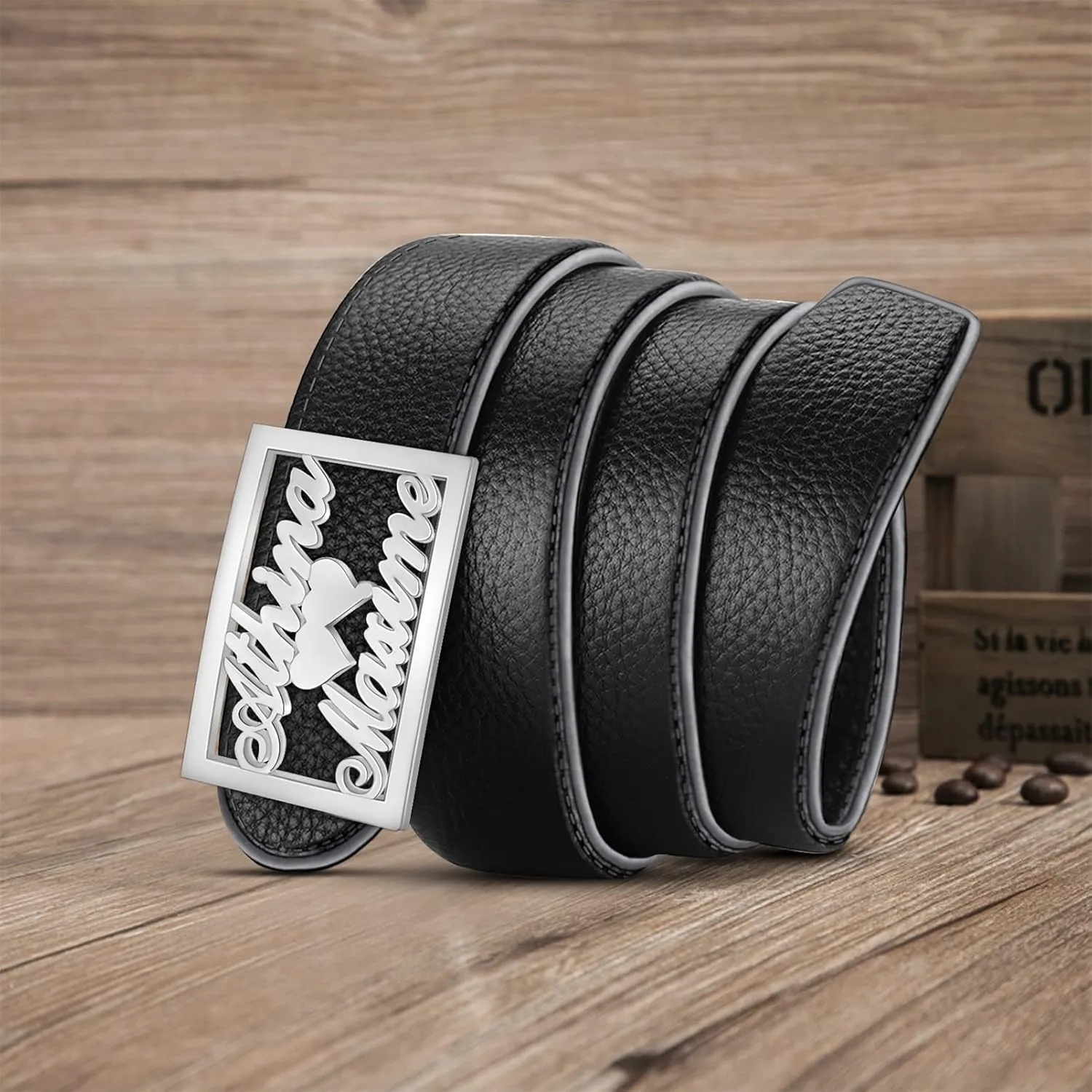BAUMA AUTO Mens Leather Belt Personalized Customed Classic Concealed Carry EDC Belt Men's Fashion Dress Belt