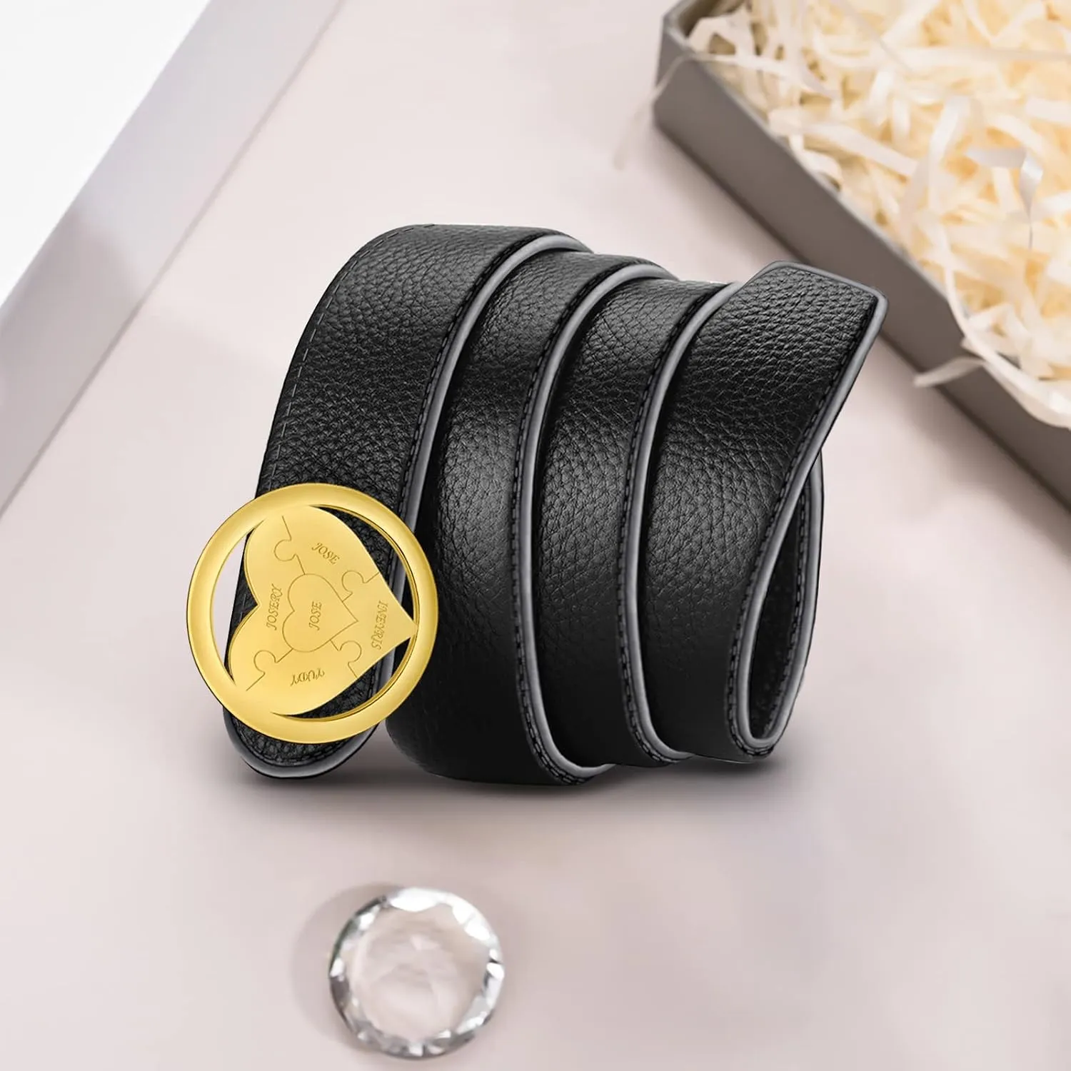 BAUMA AUTO Mens Leather Belt Personalized Customed Classic Concealed Carry EDC Belt Men's Fashion Dress Belt