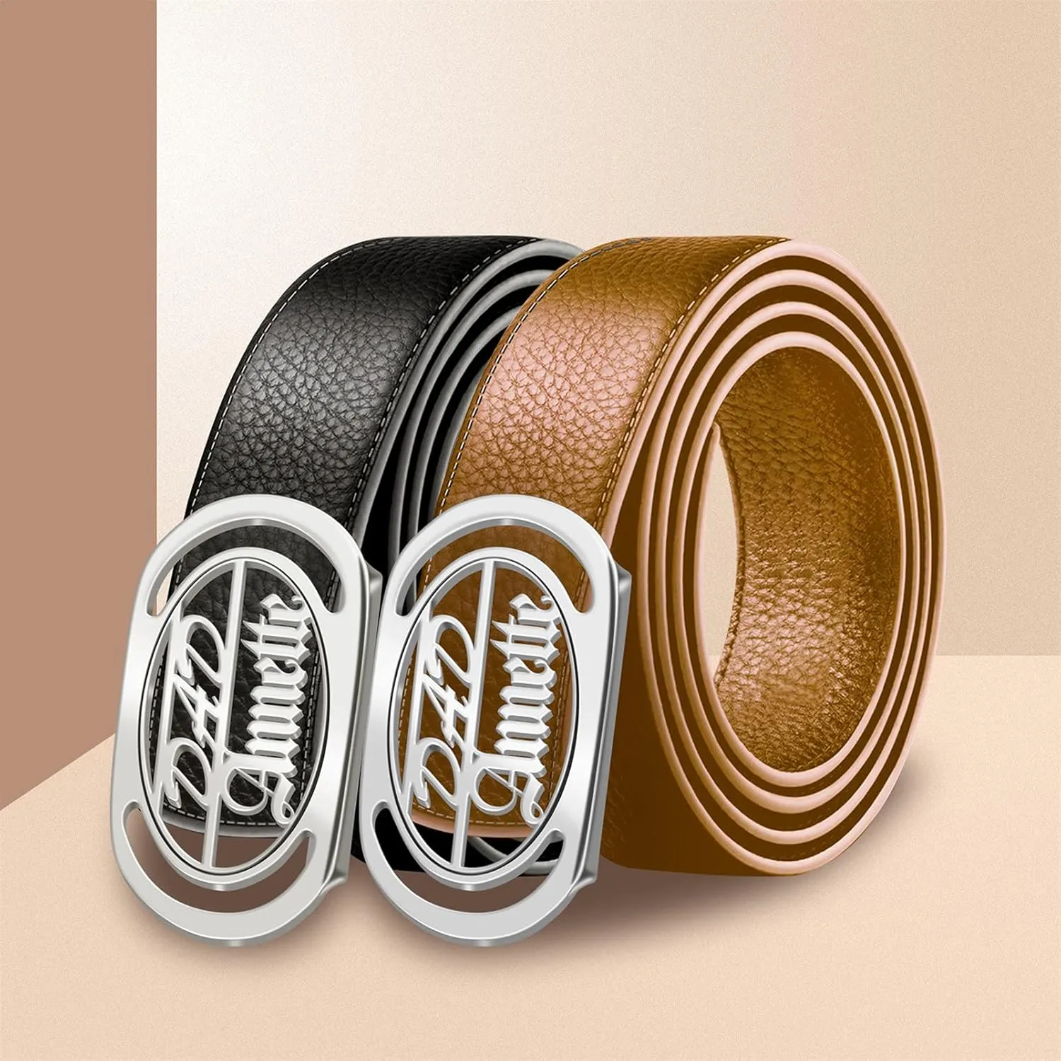BAUMA AUTO Mens Leather Belt Personalized Customed Classic Concealed Carry EDC Belt Men's Fashion Dress Belt