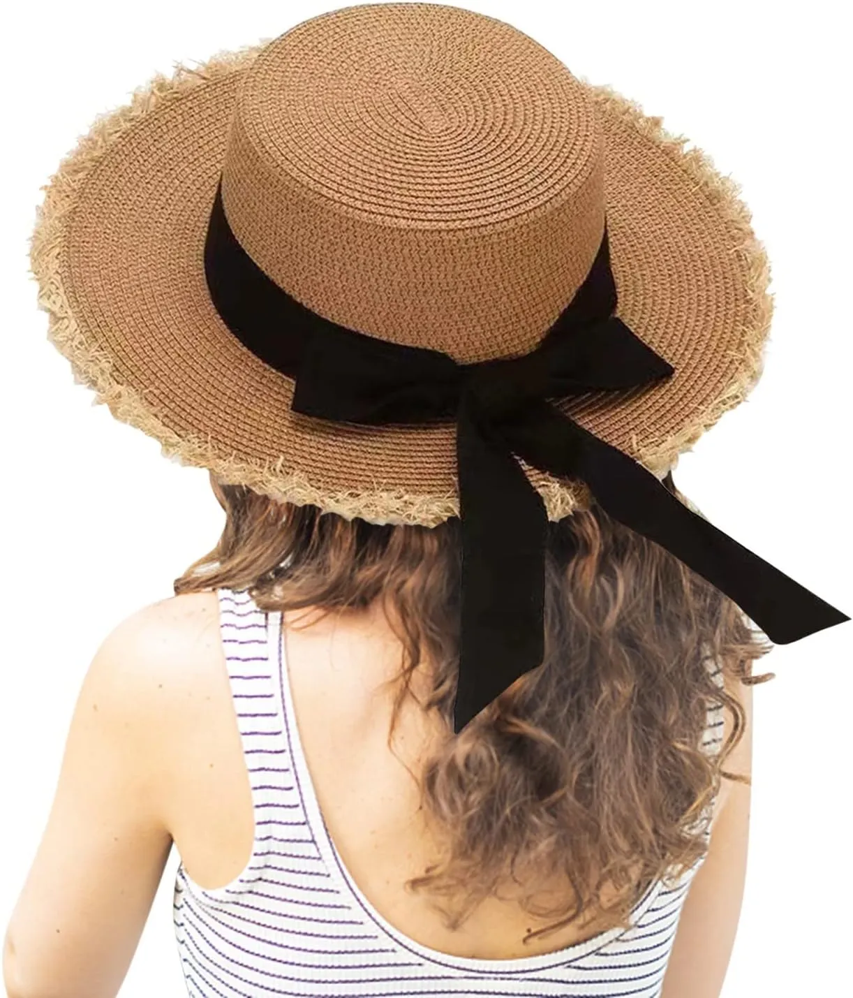 Beach Sun Hats for Women, Straw Hat for Women UPF 50  UV Sun Protection Wide Brim Summer Hat Foldable Roll up Cap