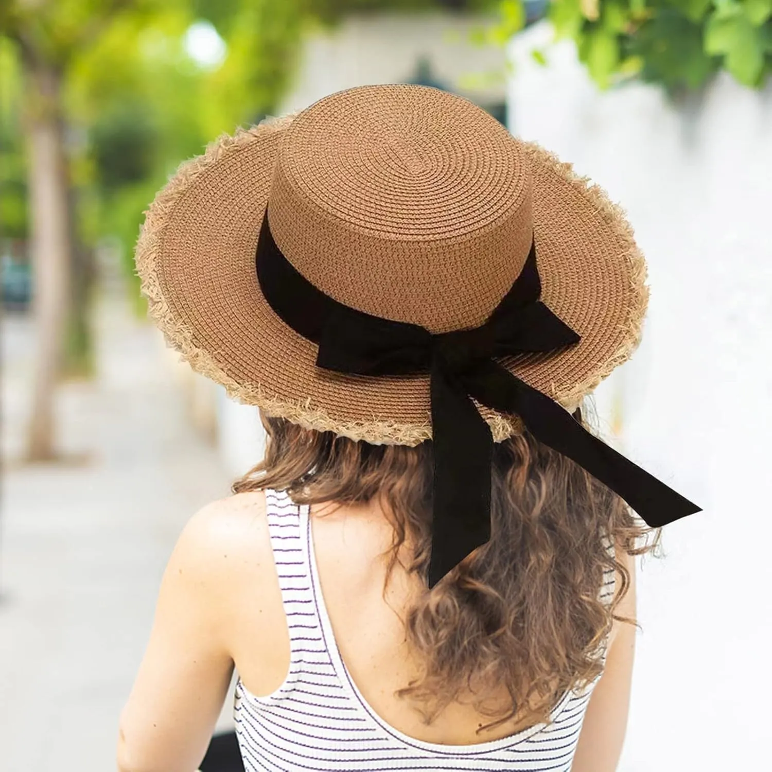 Beach Sun Hats for Women, Straw Hat for Women UPF 50  UV Sun Protection Wide Brim Summer Hat Foldable Roll up Cap
