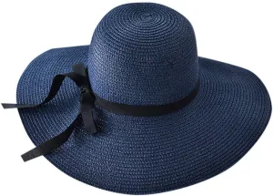 Beach Sun Hats for Women Wide Brim Straw Womens Summer Hat with Wind Lanyard Roll Up, Foldable Beach Hat UV Protection