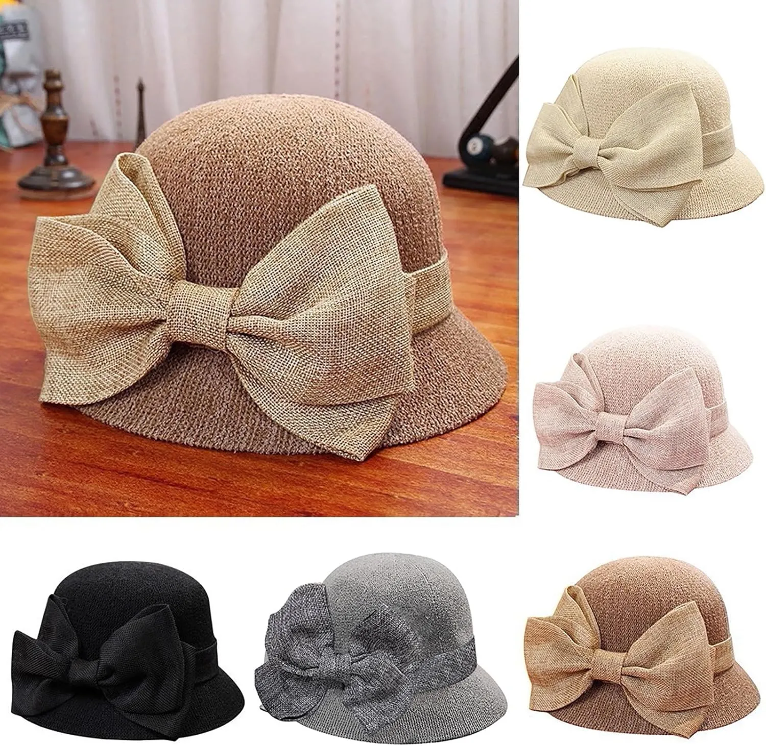 Beach Sun Hats for Women, Wide Brim 𝐒traw Hats with Adjustable Band, UPF 50  Summer 𝐅oldable Roll up Hat