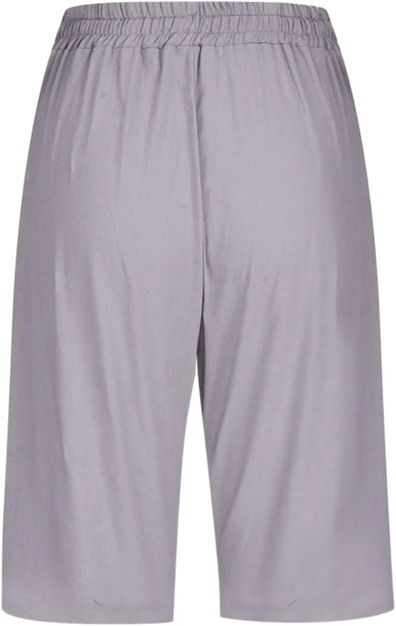 Bermuda Shorts for Women Elastic Drawstring High Waisted Outdoor Cargo Pants Casual Lightweight Hiking Pants