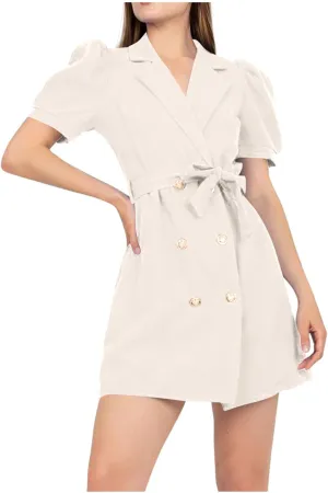 Blazer Dress for Women Elegant Double Breasted Work Office Dresses Long Sleeve Nortch Collar Fashion Party Dress