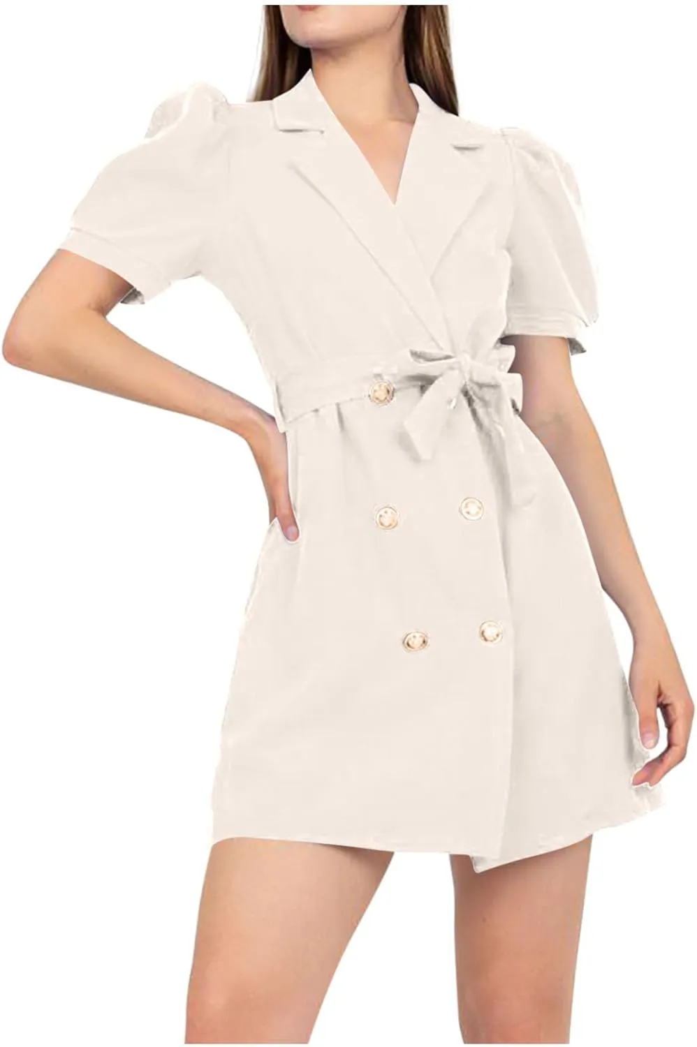 Blazer Dress for Women Elegant Double Breasted Work Office Dresses Long Sleeve Nortch Collar Fashion Party Dress